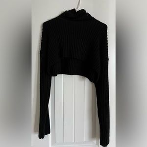 Low turtleneck long-sleeved cropped black sweater from forever 21